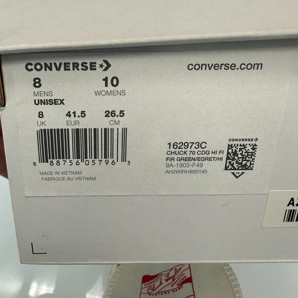 Comme Des Garcons PLAY x Converse Unisex Taylor High Top Sneakers, Size 8M/10W - Picture 15 of 15